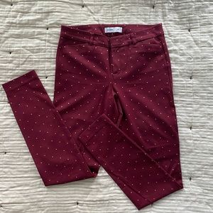 Old Navy Burgundy with Rose Gold Polka Dots Pixie Pants 10 Tall